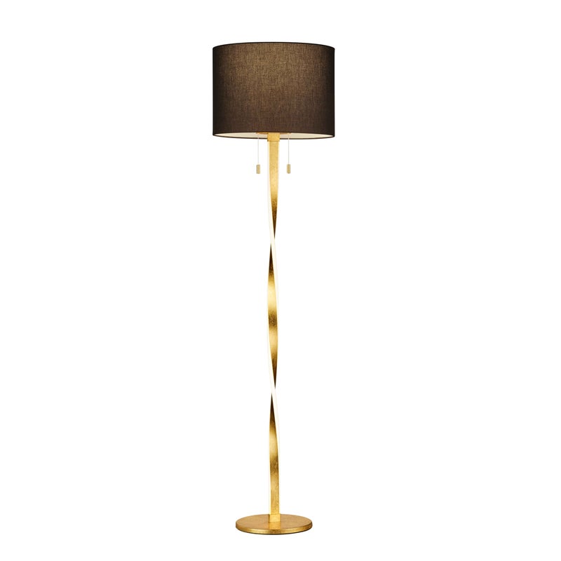 Lampa podłogowa stojąca Nandor złoto-czarna 3xE27x74W wym: 160,5 x 40 x 40 cm tkanina Trio