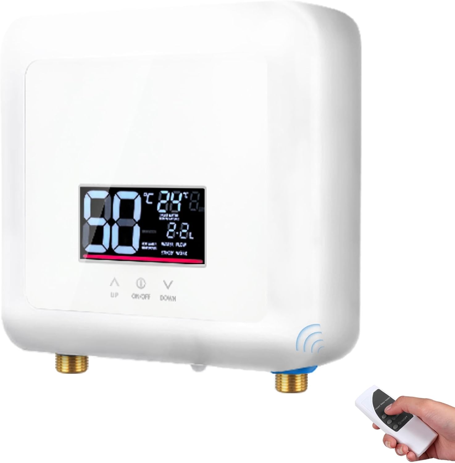 Podgrzewacz wody przepływowy bez zbiornika KPW 7500W 220V, odpowiedni do pryszniców, łazienek, kuchni, kamperów, biały (40A + kabel 4 mm²).