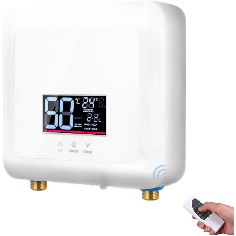 Podgrzewacz wody przepływowy bez zbiornika KPW 7500W 220V, odpowiedni do pryszniców, łazienek, kuchni, kamperów, biały (40A + kabel 4 mm²).