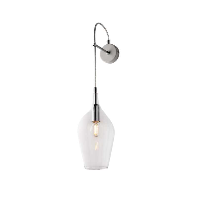 Applique in ferro con vetro trasparente pyrex 1 luce H.60 - L.14 - P.21