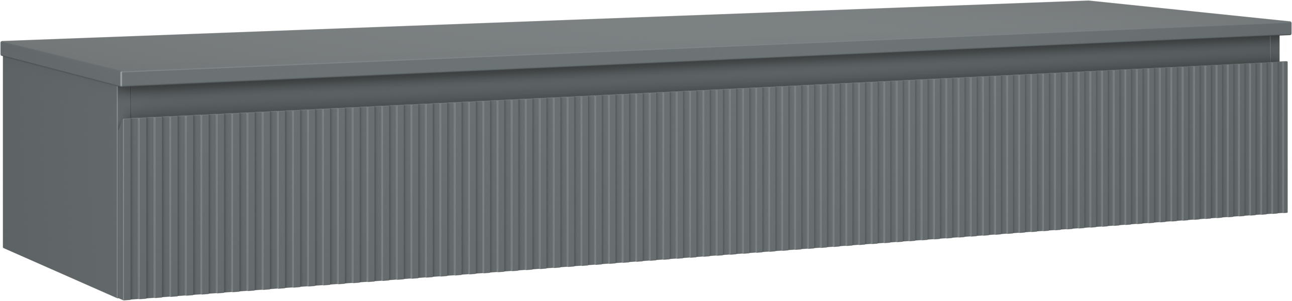 Mexen Rivel szafka łazienkowa podumywalkowa 160 cm z blatem, 1 szuflada, ryflowana , grafit mat - 91A20-16023-1-BFC66