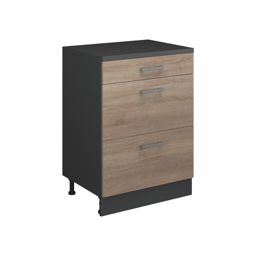 Vicco Komoda rozszerzająca Rion, Sonoma/Antracyt, 60 x 46 cm bez skosu z 3 szufladami