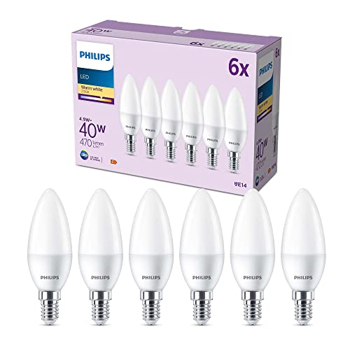Żarówka LED E14 Świeczka B35 4.9 W = 40 W 470 lm 2700K Ciepła biel EC Multipack Philips 6 szt.