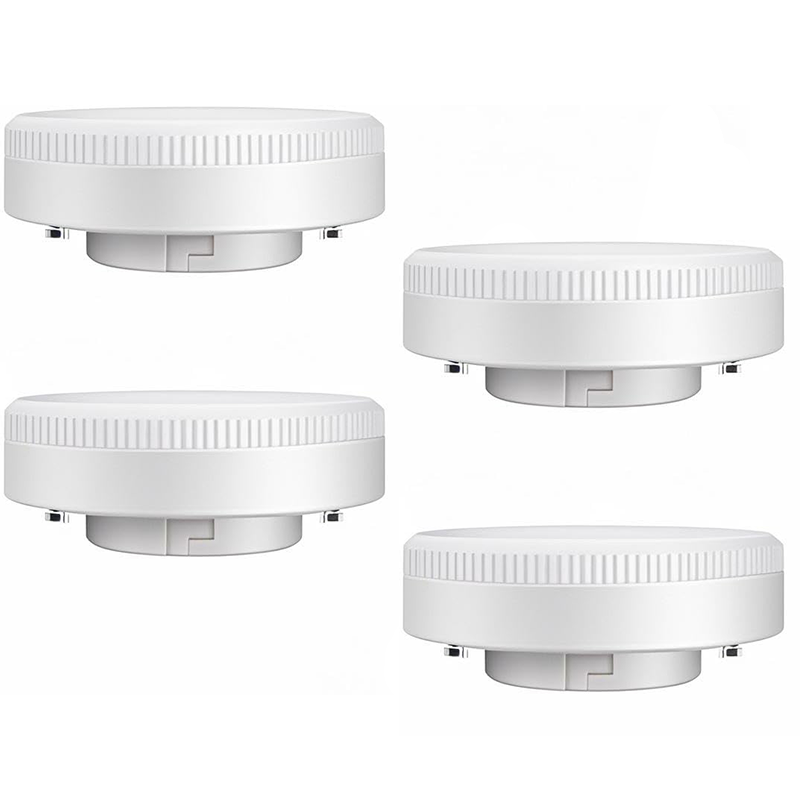 Żarówka LED GX53, 7 W, może zastąpić żarówkę halogenową 50 W, 120 V, 700 lumenów, ciepłe białe światło 3000 K, opakowanie 4 sztuk.