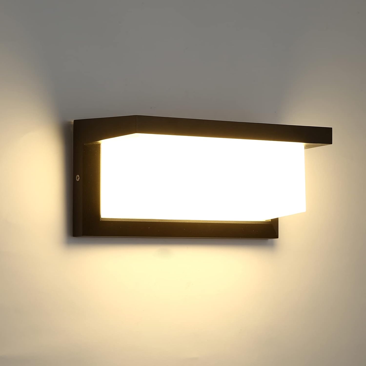 Zewnętrzna lampa ścienna LED z czujnikiem ruchu, wodoodporna IP65, sterowana kwadratowym czujnikiem radarowym (ciepłe światło).