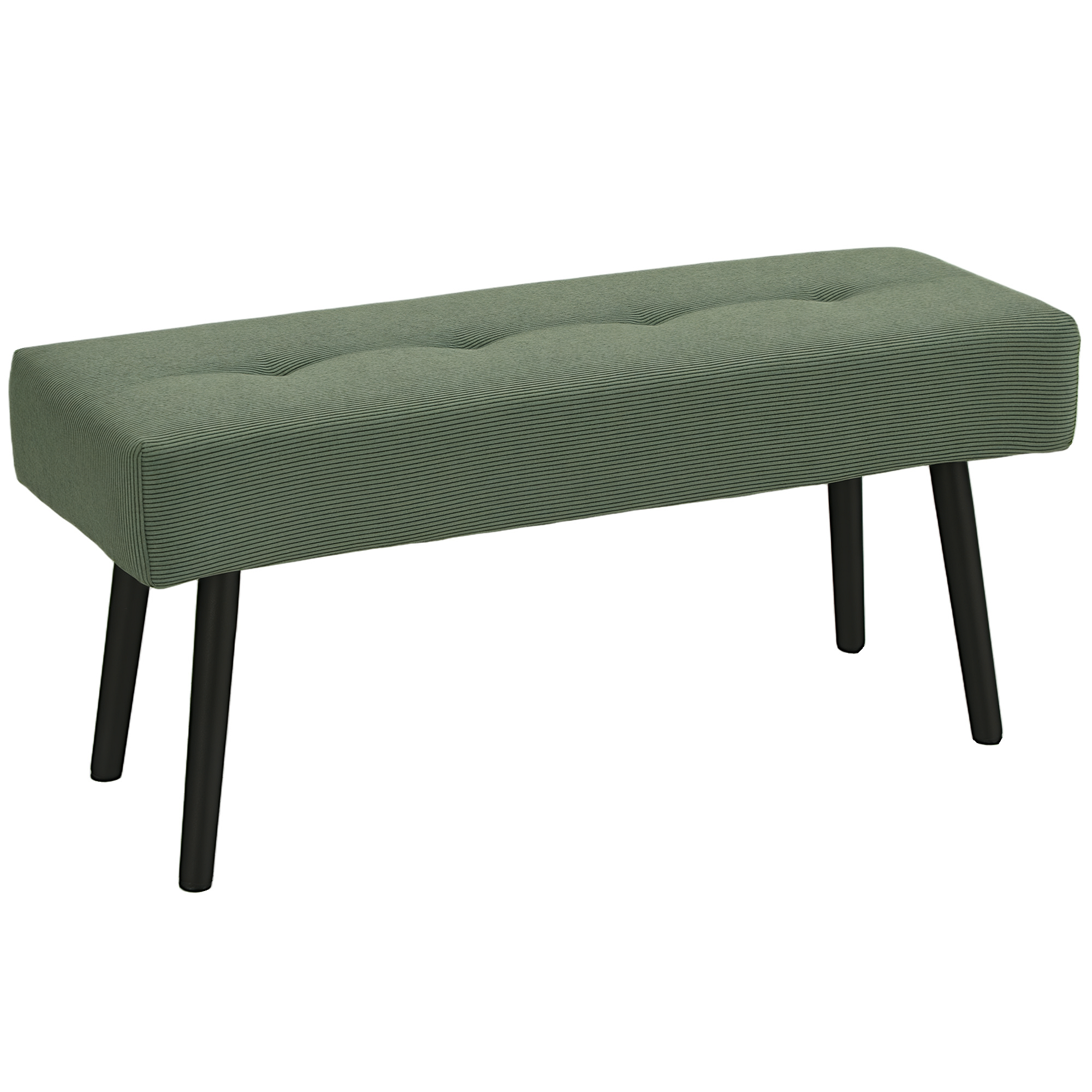 Ławka tapicerowana z pokrowcem z kordu, ławka do łóżka z metalowymi nogami, ławka na buty 100 x 36 x 45 cm Zielony