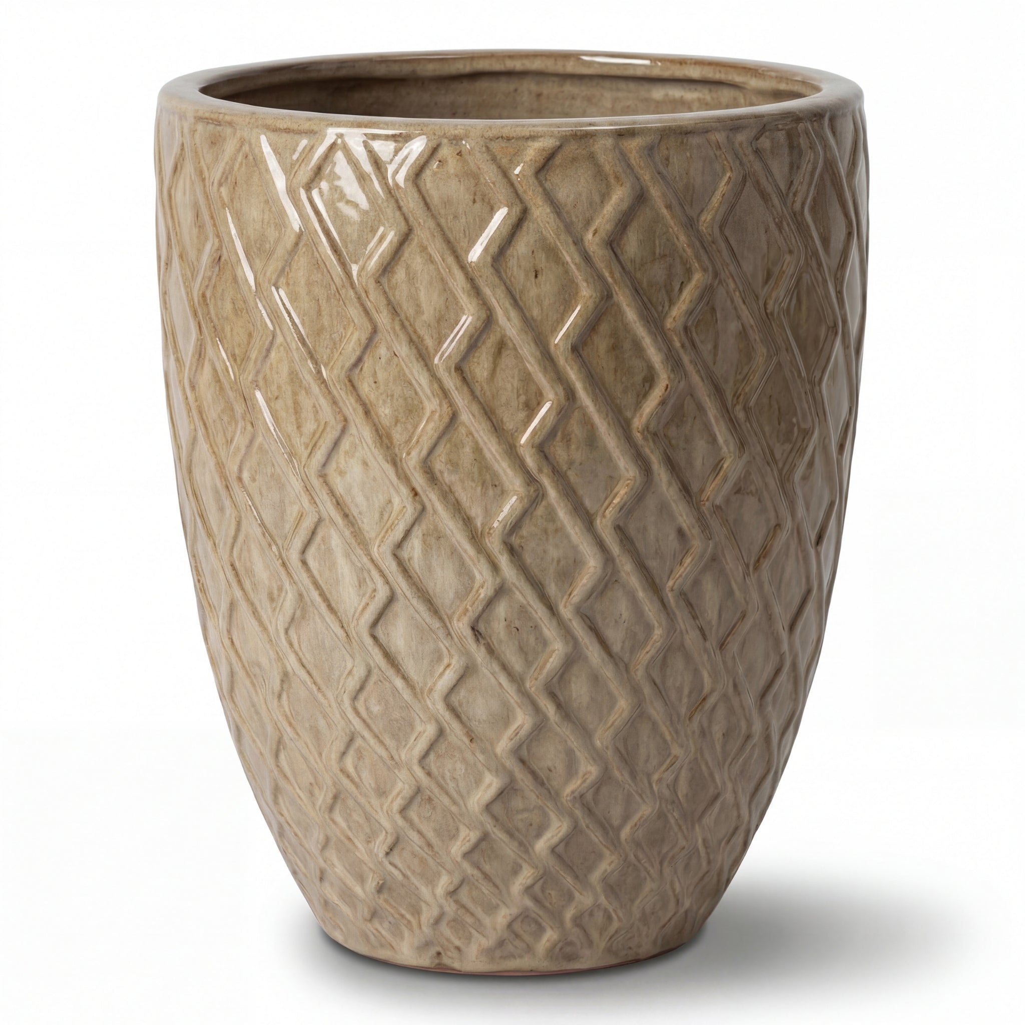 Donica ceramiczna Provencelia ZEUS Beżowy, sred.41 x H55 cm, mrozoodporna, rękodzieło, szkliwiona