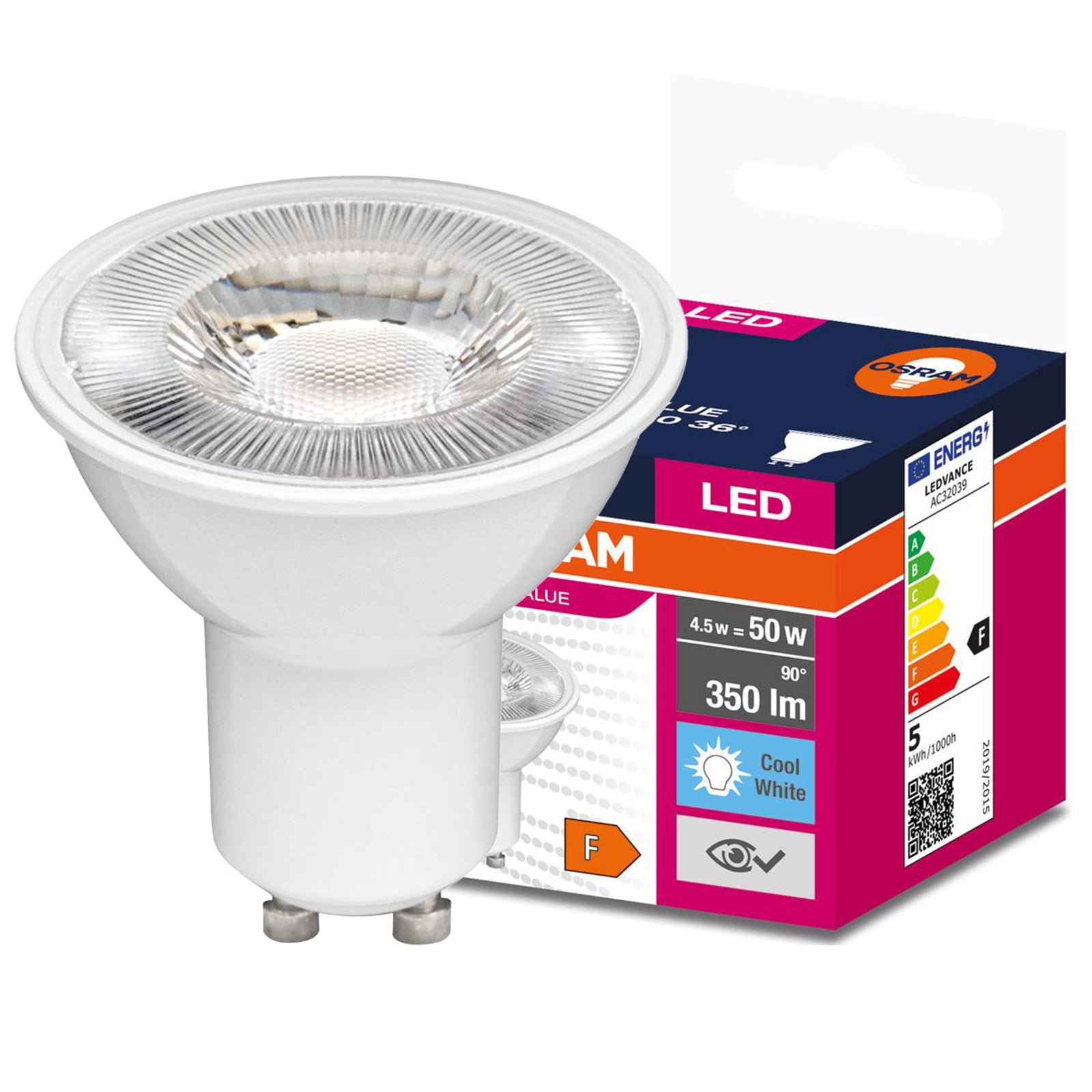 Żarówka LED PAR16 Reflektor GU10 4.5 W = 50 W 350 lm 4000K Neutralna biel 36st VALUE Osram