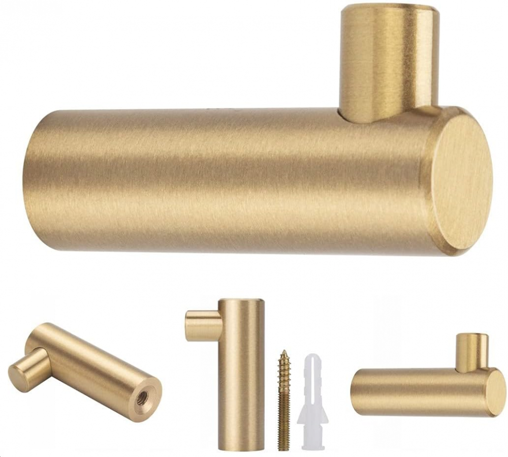 38mm x 12mm szczotkowany mosiężny wieszak ścienny, złoty wieszak na ręczniki do łazienki, wieszak na ubrania, reling na ręczniki (w kształcie litery