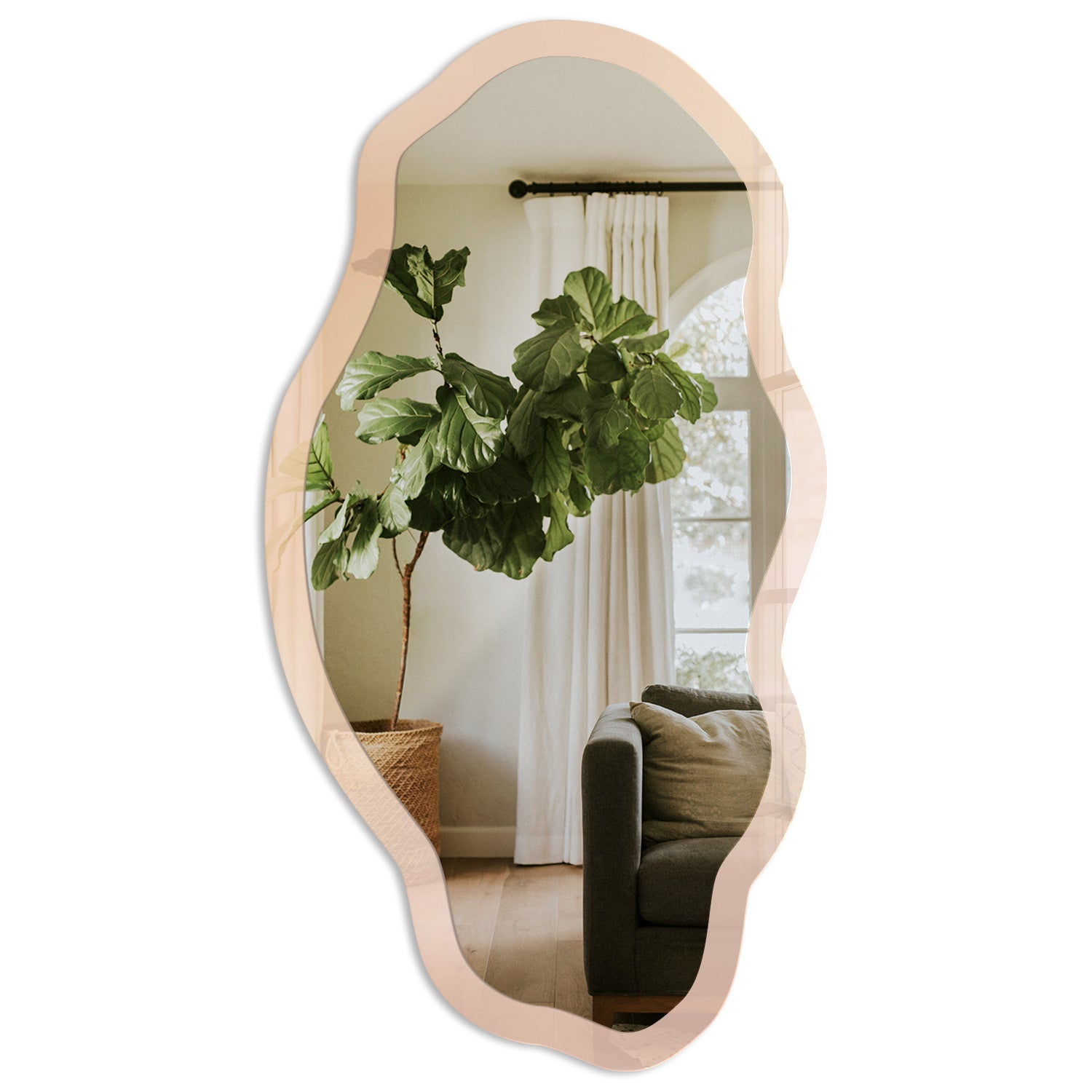 Stylowe lustro designerskie z hartowanego szkła - Pastelowy nastrój 52x97cm