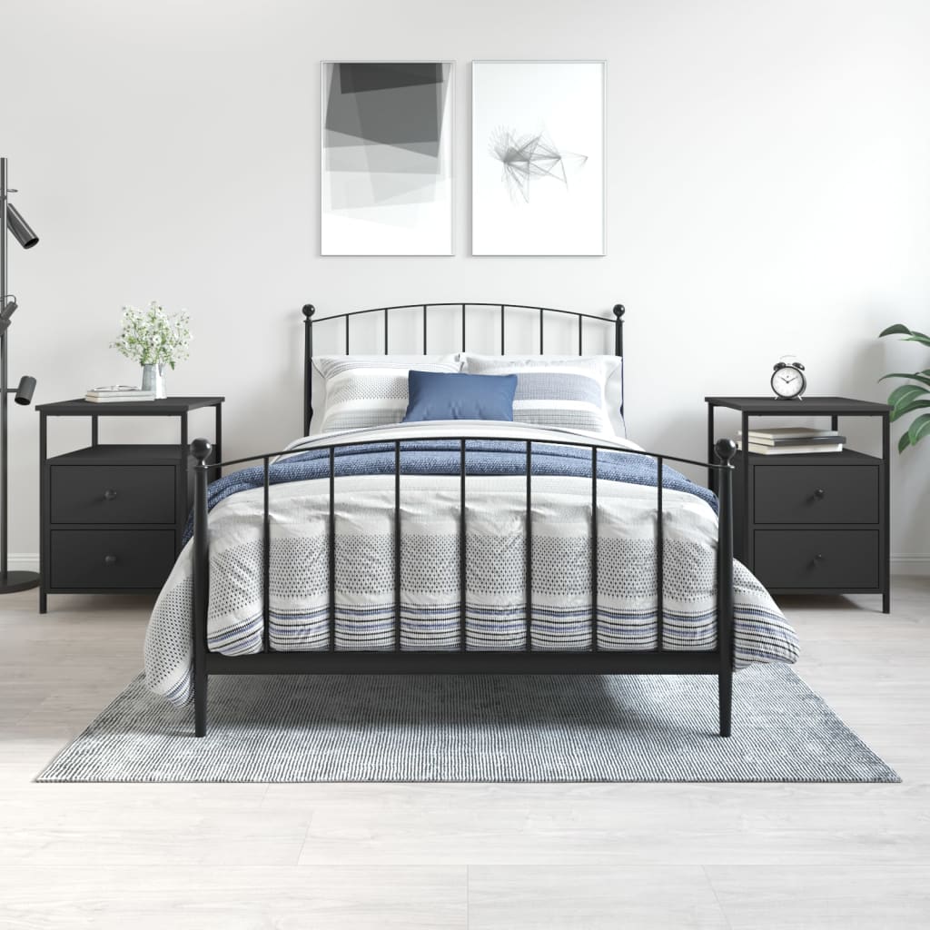 Stolik nocny VidaXL 44x45x60 cm z drewna inżynieryjnego, kolor czarny