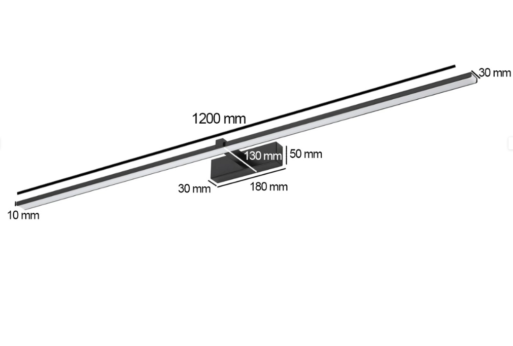 Kinkiet nad lustro Venus LED 24W Neutralna biel 1640lm czarno-biały wym: 5x120x13 cm IP44 IdeaLED