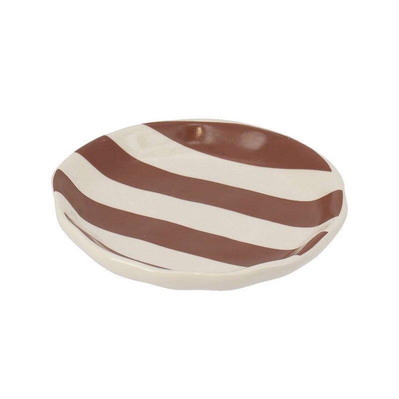 Mydelniczka Tendance Nola kamionkowa owalna w pasy mocha 13x13x2,5 cm 1 szt.