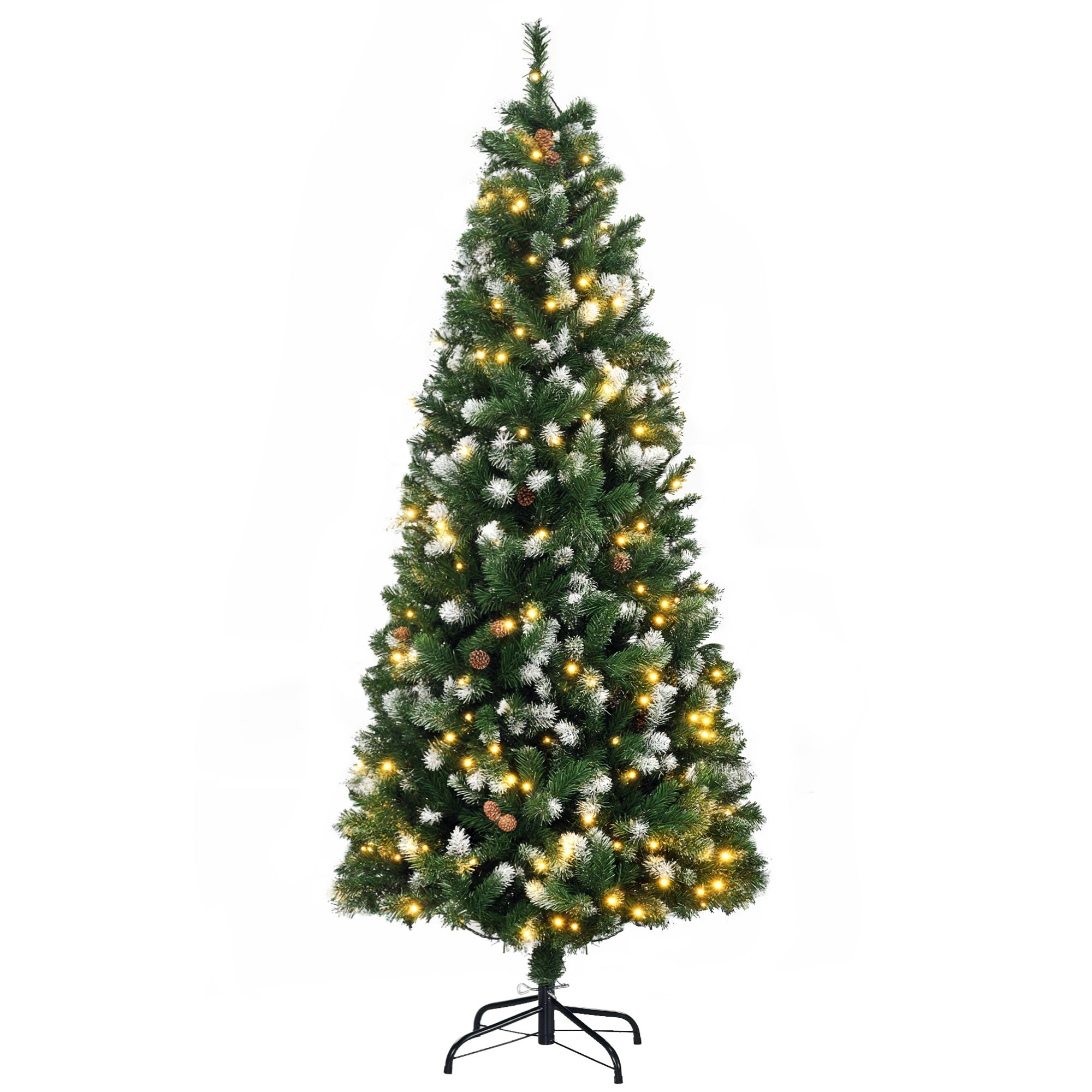 Lighted sztuczna choinka, 703 gałęzie, 250 LED, 30 szyszki, składany stopa pora, wysokość 180 cm, średnica 80 cm, zielony