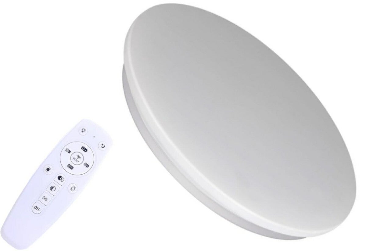 Plafon Orlando okrągły biały LED 40W 3000K-6000K 3200lm z pilotem wym: 6 x 39 cm IP44 tworzywo sztuczne IdeaLED
