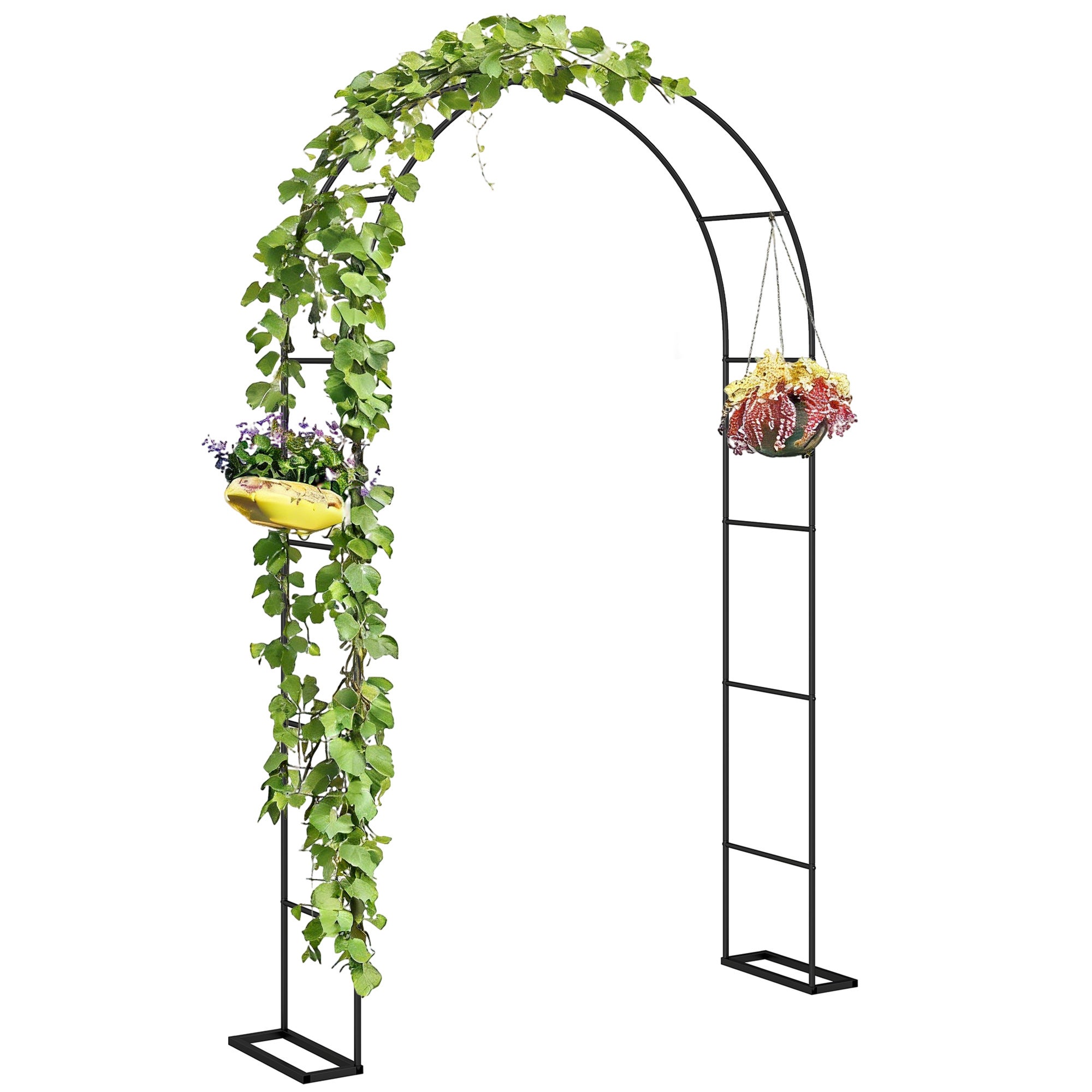 Metal ogród Arch z podstawa do Climbing Plants do Ceremonies, Birthdays i Events, czarny