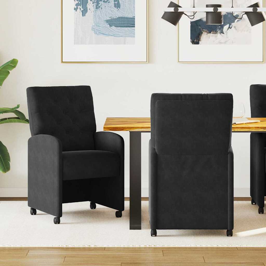 Krzesełka jadalne na kółkach 2 pcs Czarny 58 x 67 x 97 cm vidaXL