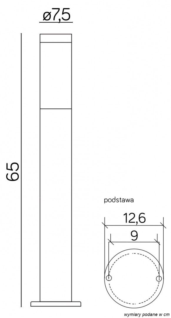 Lampa ogrodowa stojąca Inox srebrna 1xE27x40W metal wym:65x7,5x7,5cm IP44 SU-MA