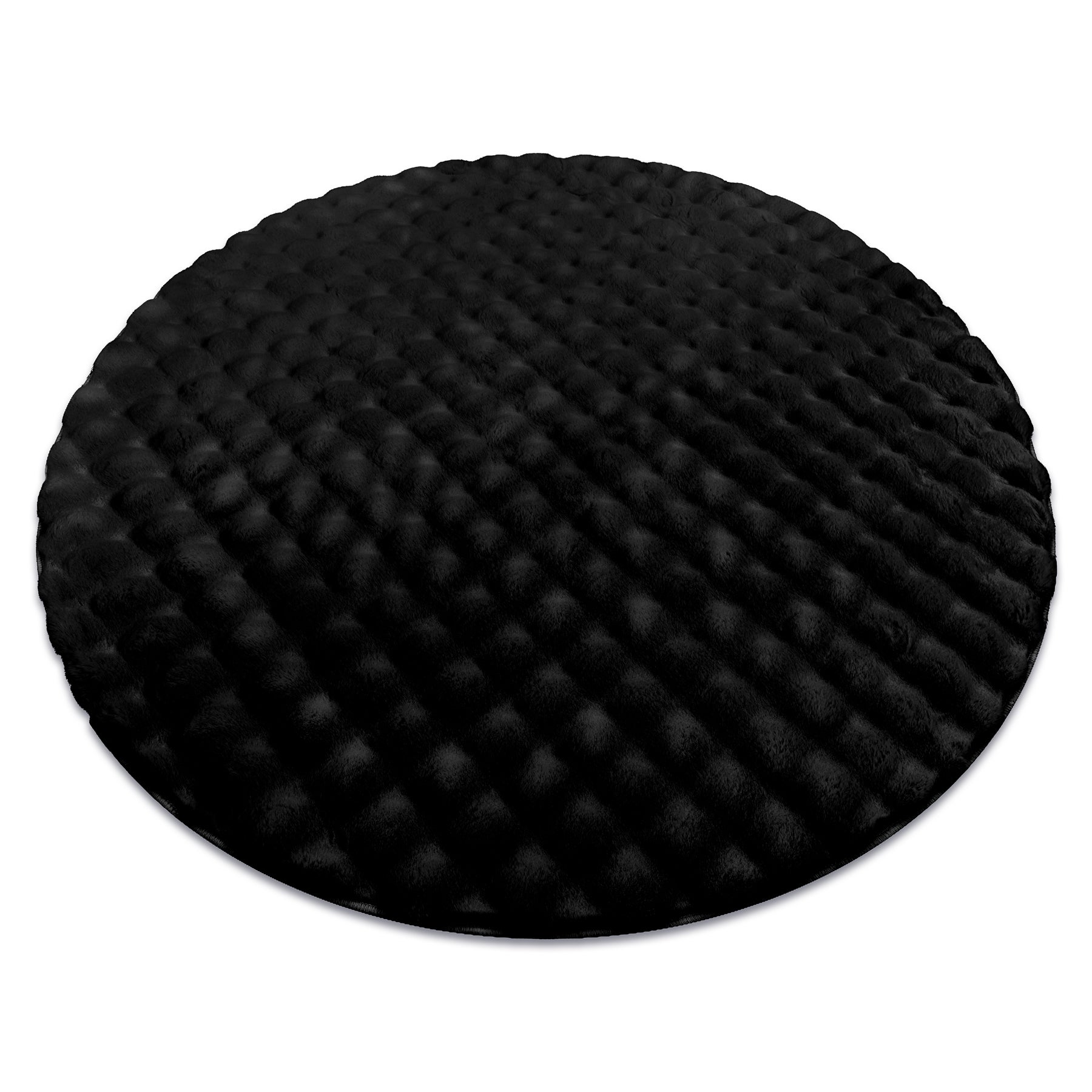 Dywan BUBBLE koło czarny 25 IMITACJA FUTRA KRÓLIKA strukturalny 3D koło 120 cm