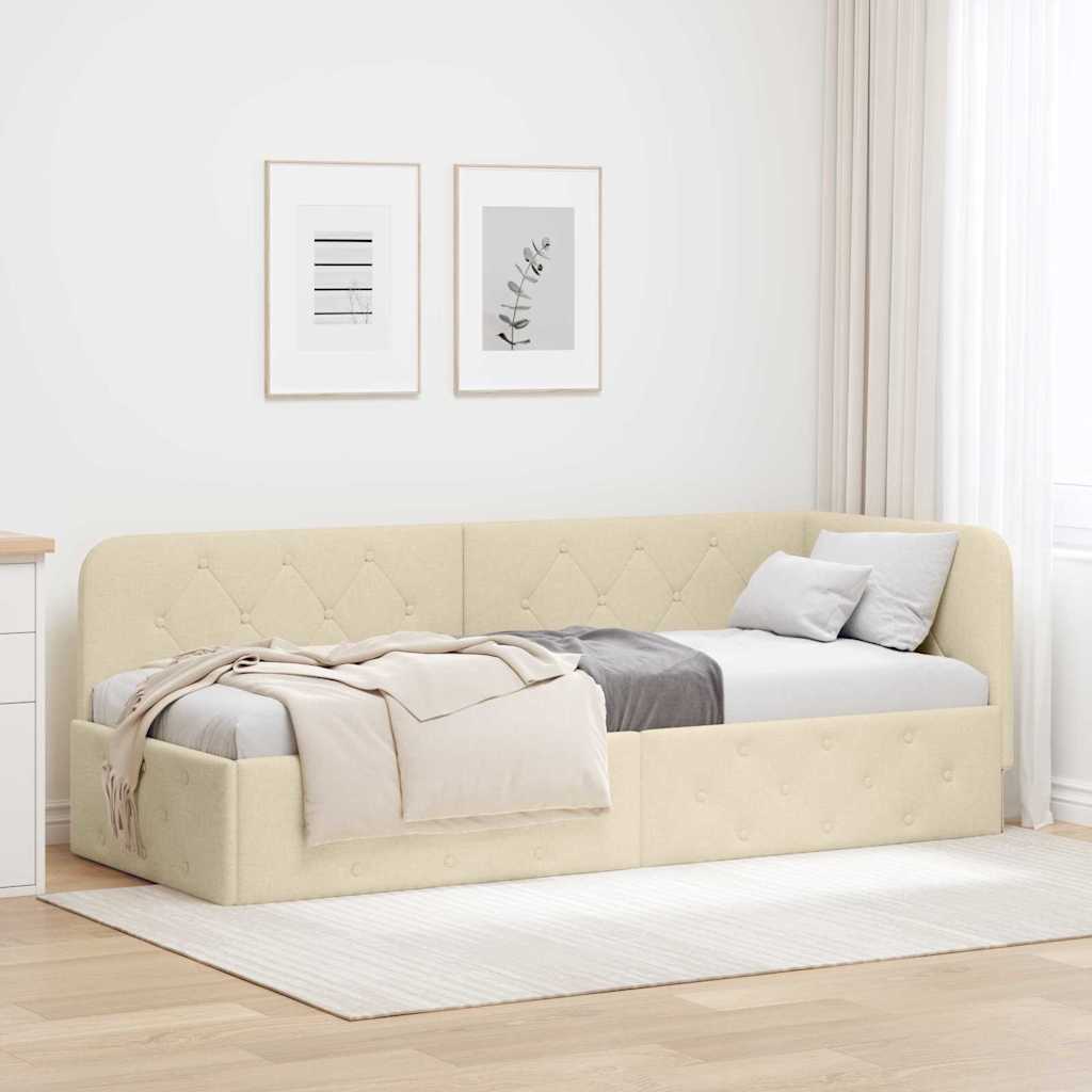 Rama łóżka narożnego Kremowy 80 x 200 cm tkanina vidaXL