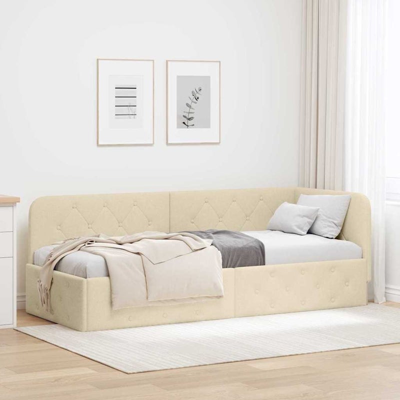Rama łóżka narożnego Kremowy 80 x 200 cm tkanina vidaXL
