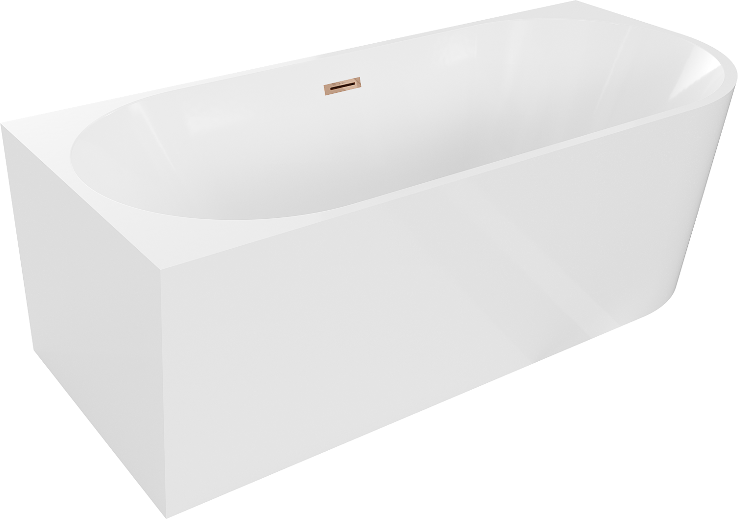 Mexen Mia wanna wolnostojąca narożna lewa 150 x 75 cm, biała, przelew różowe złoto - 52691507500L-60