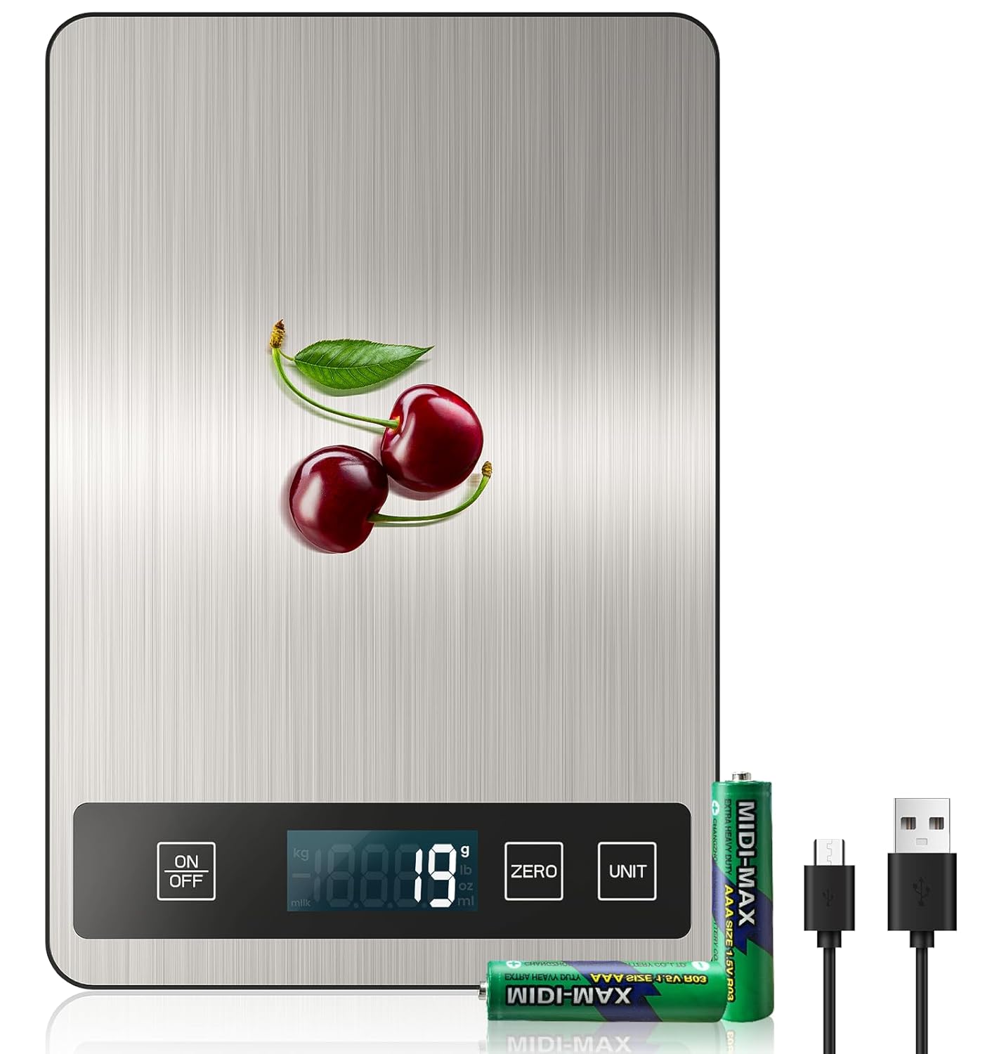 [Akumulatorowa i 15 kg] Cyfrowa waga kuchenna, elektroniczna waga kuchenna z USB-C, wysoka precyzja wagi do żywności 1 g / 0,1 uncji, profesjonalna