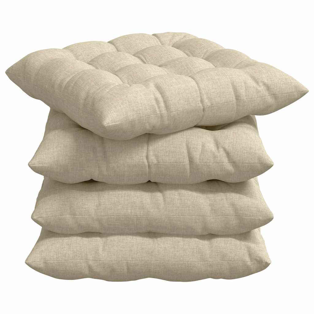 Poduszki na siedziska 4 pcs tkanina kremowy 40 x 40 x 6 cm