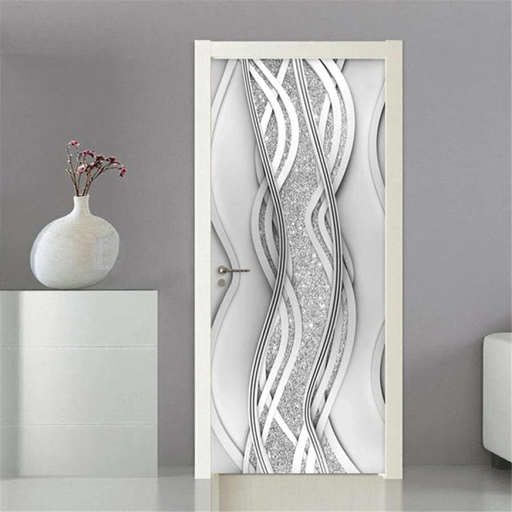 Naklejki samoprzylepne 3D na drzwi – tekstura linii – dekoracyjne naklejki na drzwi z PVC, 77 x 200 cm