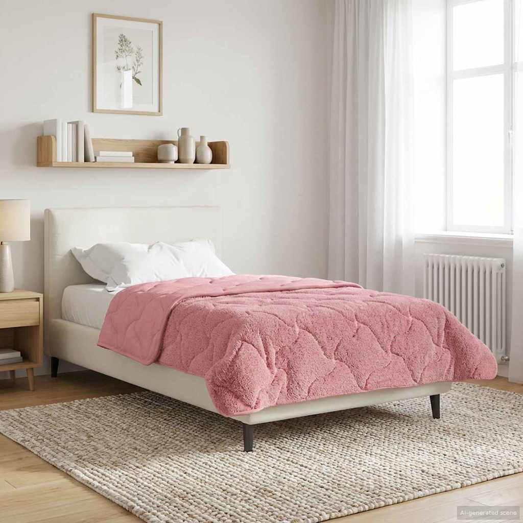 Zimowa Kołdra Różowy 135 x 200 cm Mikrofibra i Fleece Teddy vidaXL