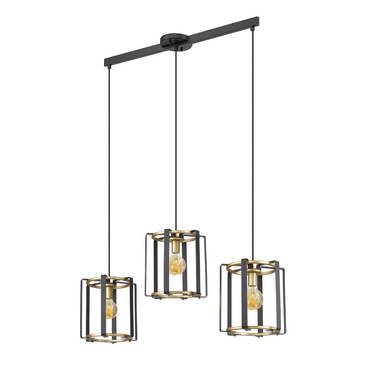 Lampa wisząca otwarte klosze Primero czarna 3xE27x60W metal wym:158x96x27cm IP20 Italux