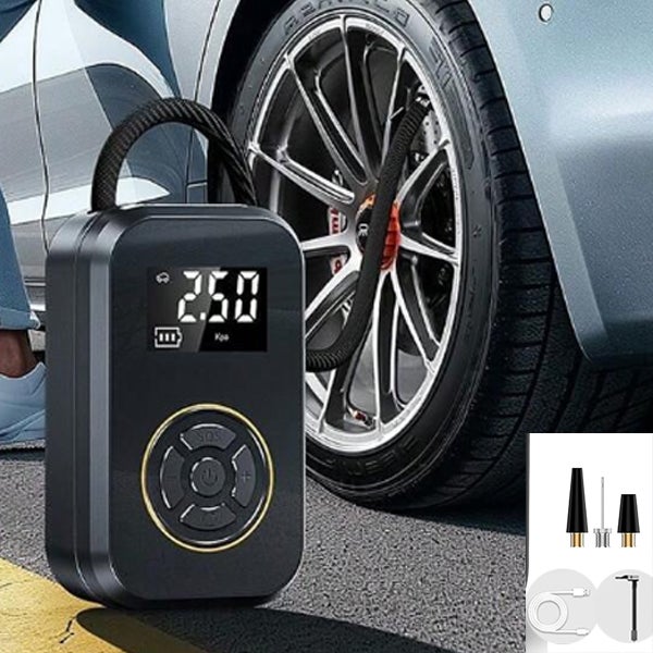 Pompka powietrza 14,5 * 8,5 * 5 cm, z latarką, z wyświetlaczem, ładowanie USB, mała i przenośna, wysokociśnieniowa pompka powietrza