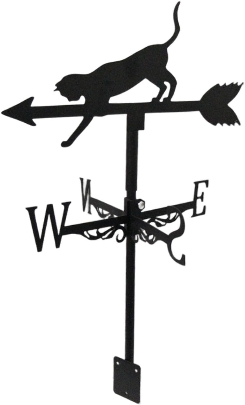 Wiatrowskaz w kształcie kota, metal malowany proszkowo, 40x36x36 cm, czarny