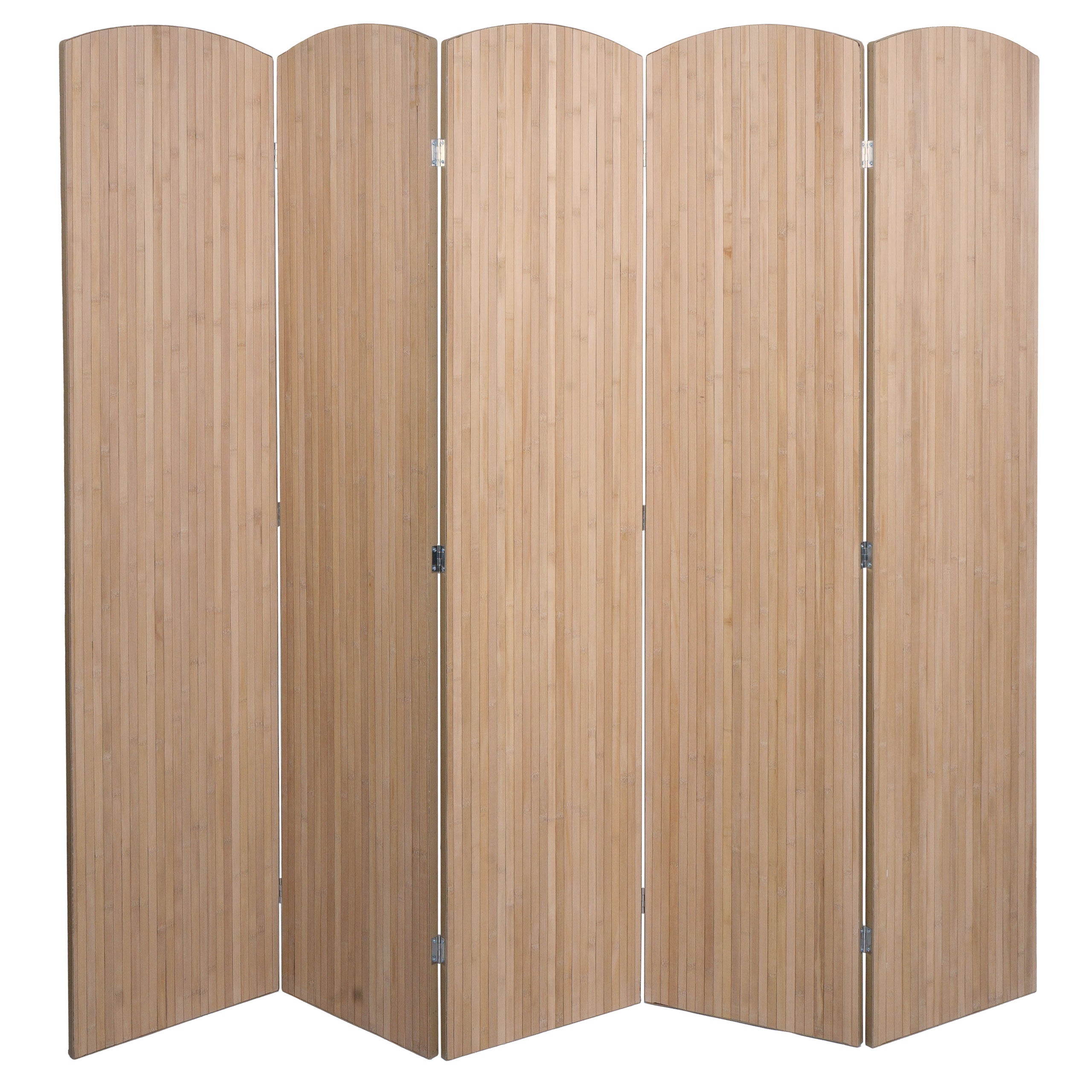 Parawan bambusowy HWC-O30, przegroda pokojowa, parawan, składany, 5 paneli, 170 x 204 cm