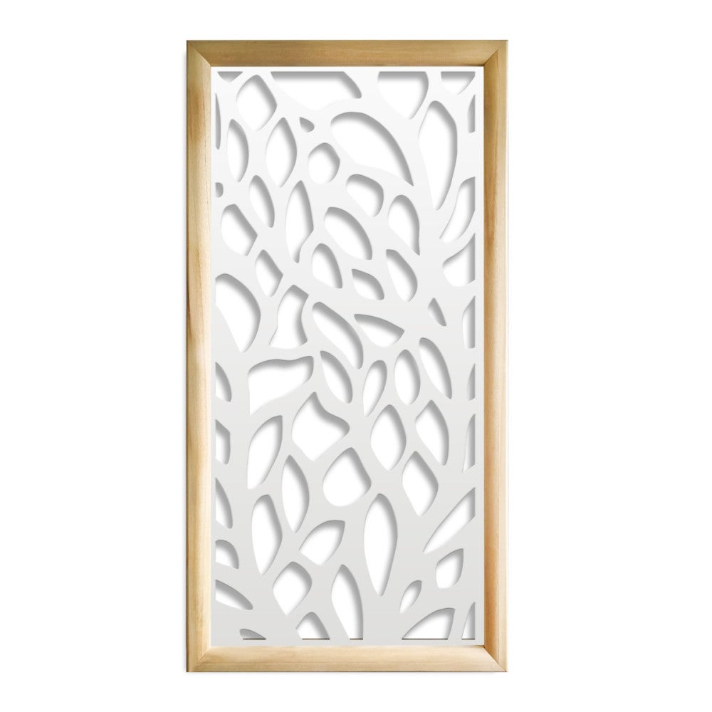 LEAVES - Prostokątne moduły dekoracyjne z drewna i PVC - Rozmiar 47x94 cm - Grubość 47 mm - Kolor wewnętrzny BIAŁY