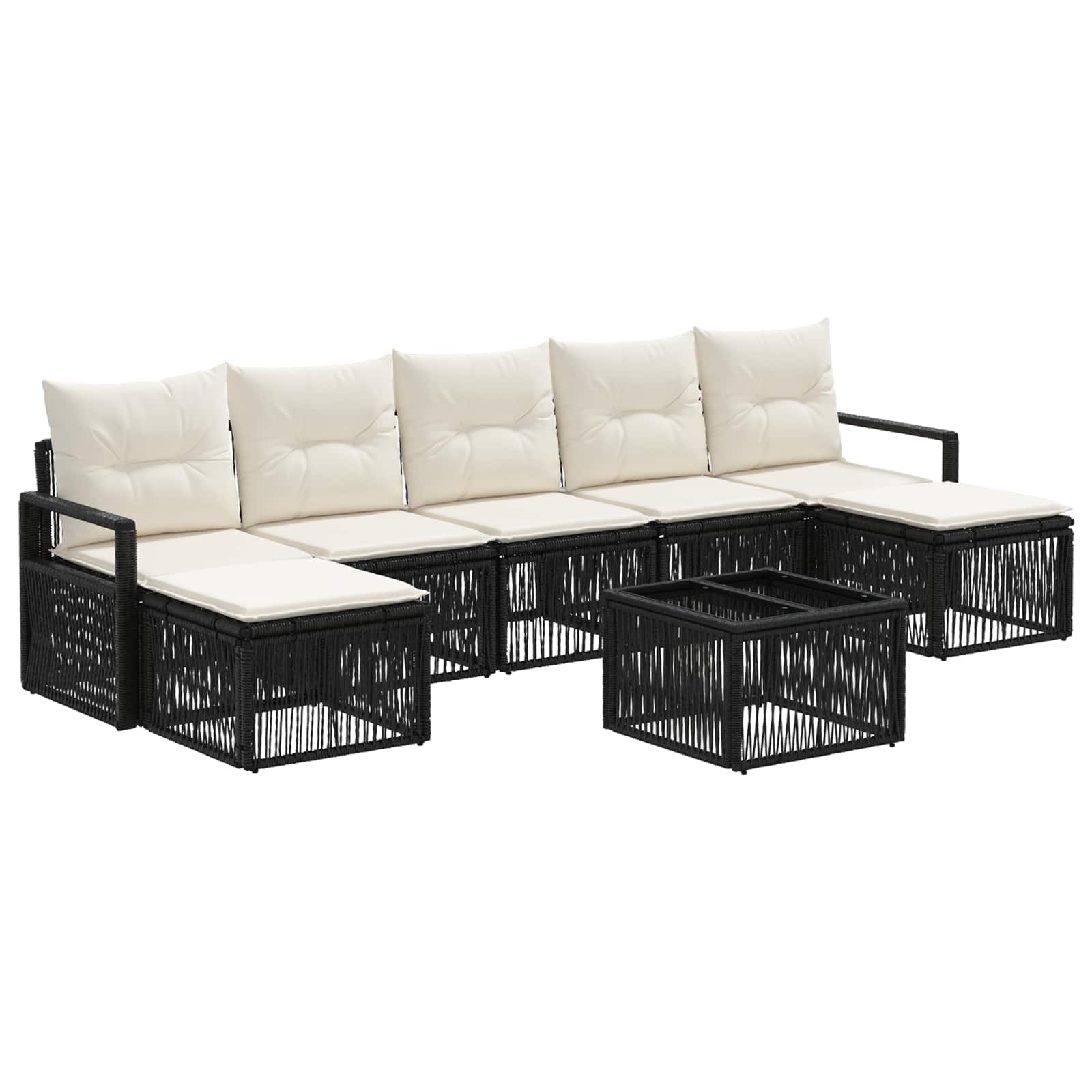 Zestaw Sof na Ogród 8 pcs Czarny polirattan vidaXL