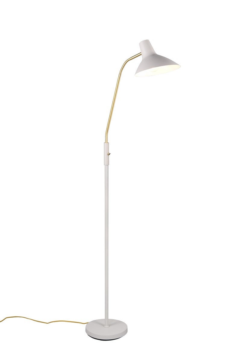 Lampa podłogowa stojąca Traveller szaro-mosiężna 1xE27x10W wym: 145 x 58 x 23 cm metal Trio