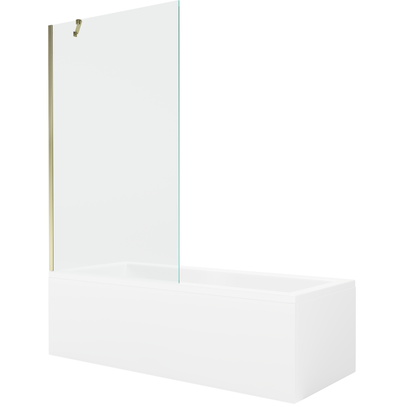 Mexen Cubik wanna prostokątna 160 x 70 cm z obudową i parawanem 1-skrzydłowym 100 cm, transparent, złoty - 550316070X9510000050