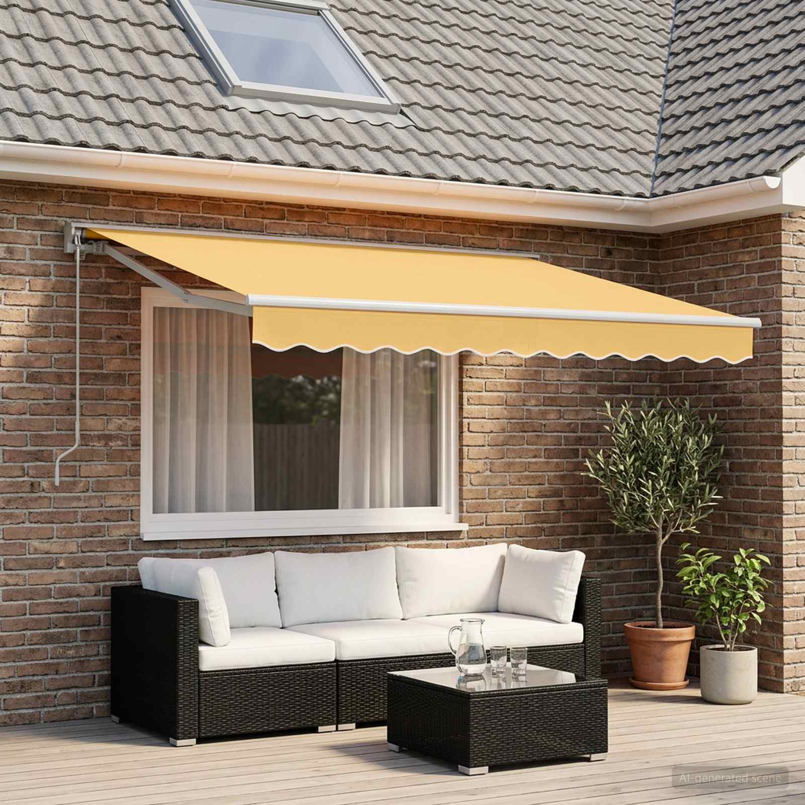 Markiza wysuwana piaskowy 3,5 x 2 m Poliester i aluminium vidaXL