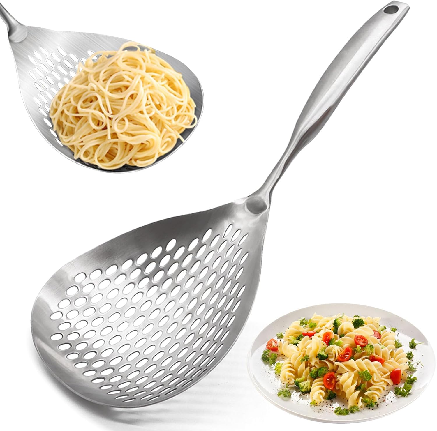 Łyżka łyżkowa Groove, filtr do gotowania i smażenia ze stali nierdzewnej 304, filtr do spaghetti