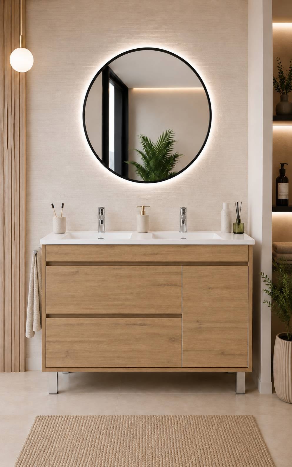 Szafka łazienkowa z umywalką ORIGENBATH CAPRERA bez lustra 120x45 cm podwójna umywalka estepa