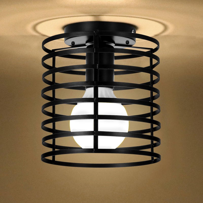 Lampa wisząca w stylu retro metalową klatką przemysłowa lampa sufitowa pół wpuszczana oprawa oświetleniowa odpowiednia korytarza salonu nie dołączona