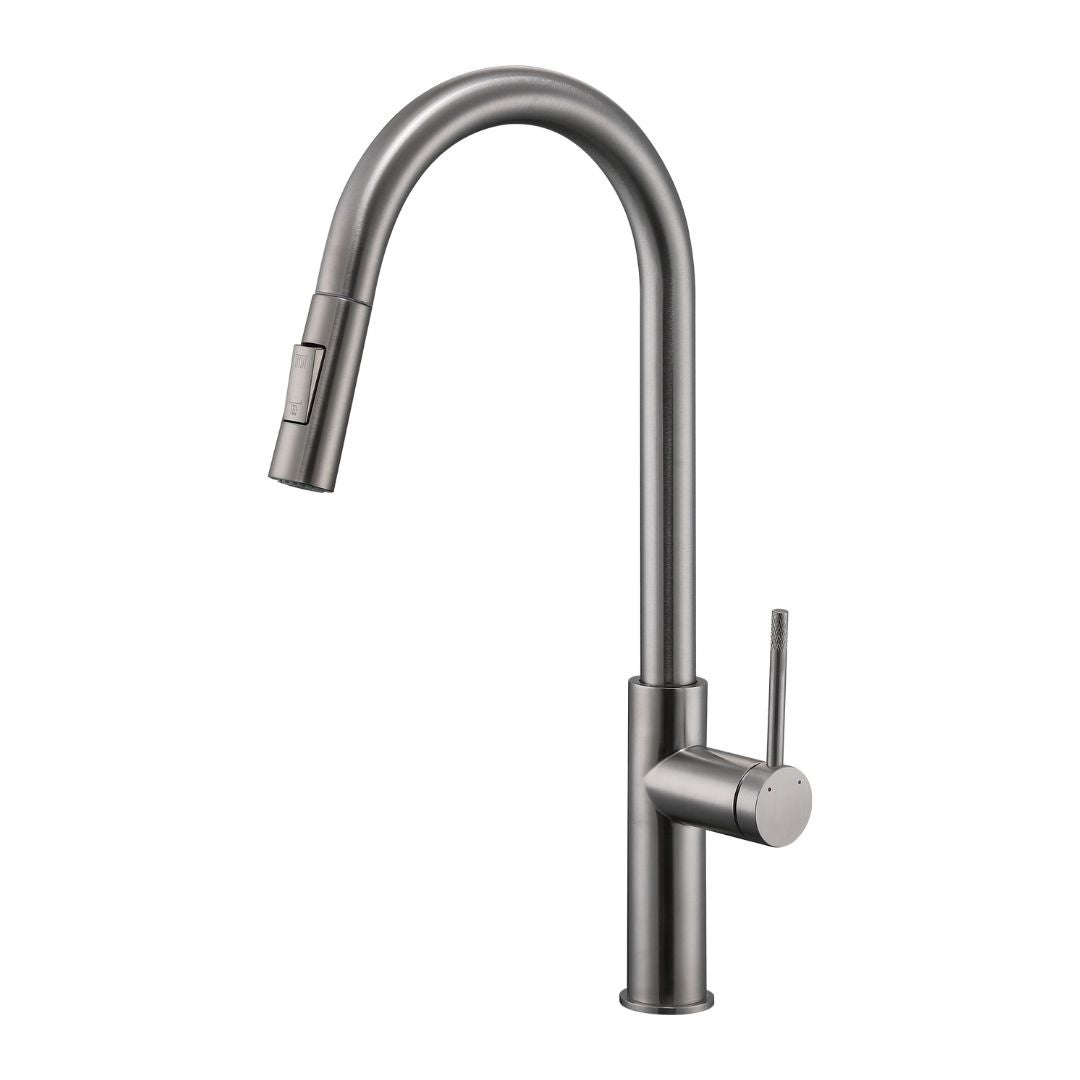 Bateria Kuchenna GranMaster - IZIS ciemnoszary metalik - gun metal, stal nierdzewna, dwufunkcyjna wyciągana wylewka 1szt.
