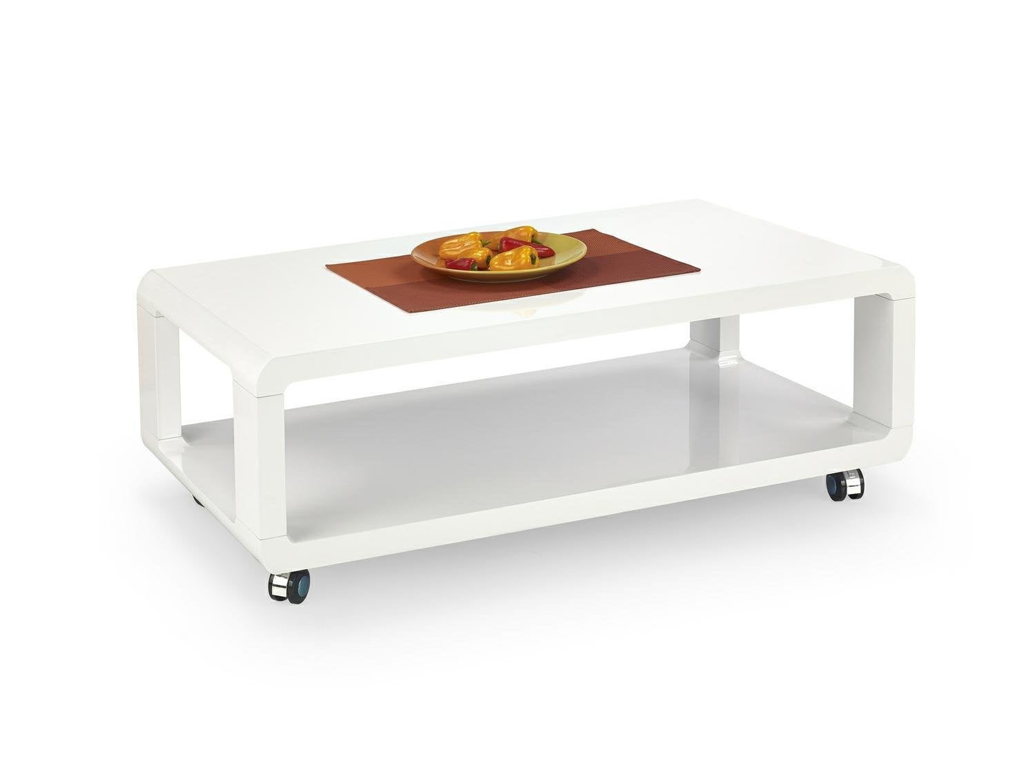 Stolik kawowy Ferry prostokątny INTESI nowoczesny biały z półką do salonu 105x58 cm 1 szt.