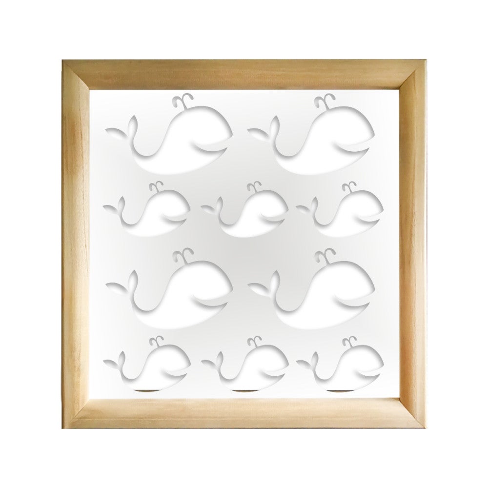 WIELORYB - Kwadratowe moduły dekoracyjne z drewna i PVC - Rozmiar 98x98 cm - Grubość 64 mm - Kolor wewnętrzny BIAŁY