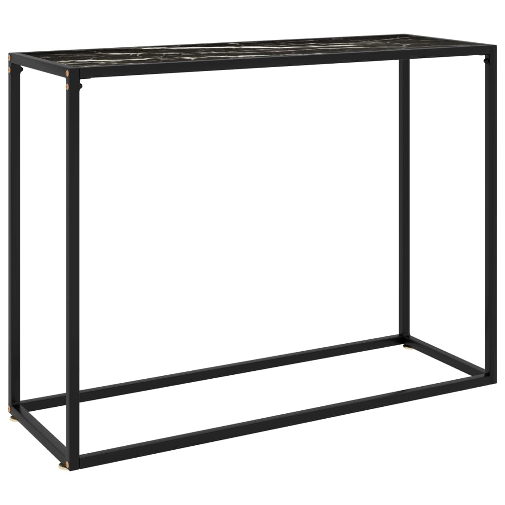 vidaXL Stolik konsolowy, czarny, 100x35x75 cm, szkło hartowane