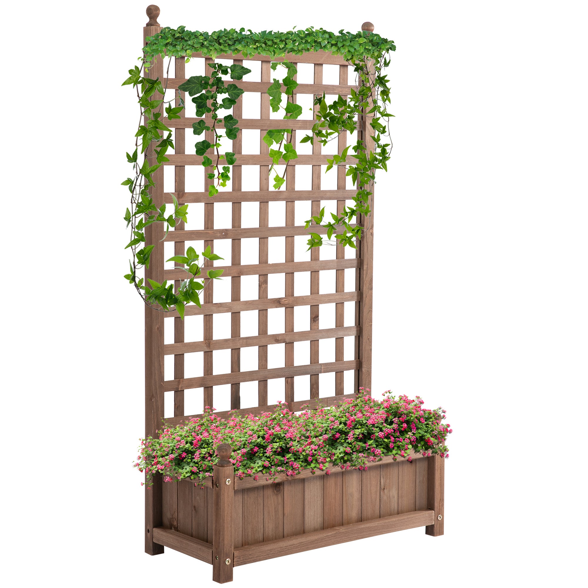 Doniczka z kratką - Skrzynka na kwiaty - Doniczka na nóżkach - 64L x 28W x 120H cm Wkładki nawadniające