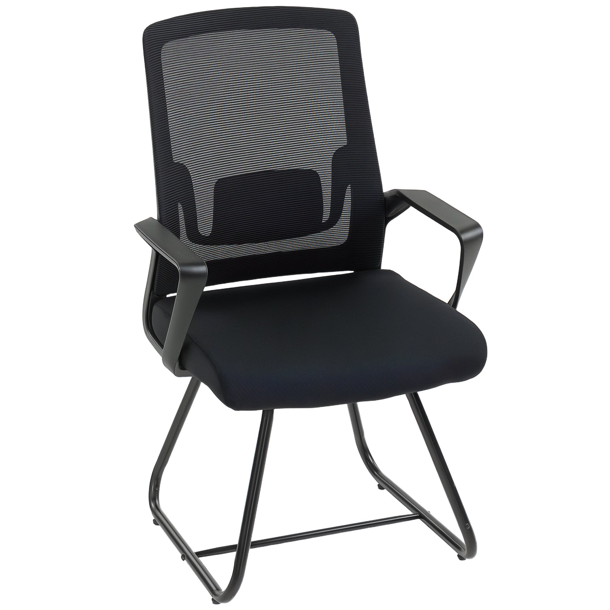 Ergonomiczny fotel biurowy z podłokietnikami do poczekalni, czarny