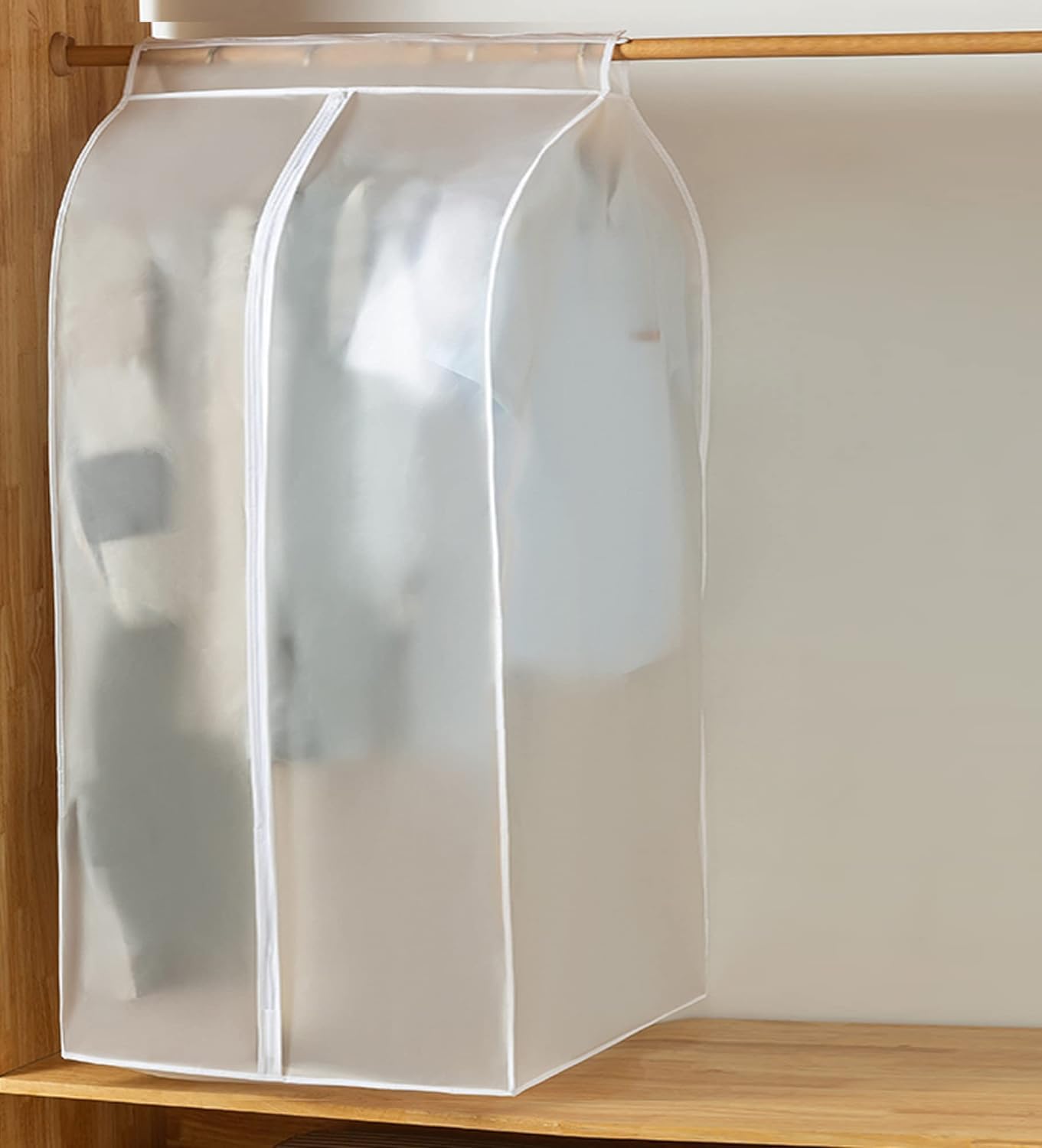 Pokrowiec ochronny na ubrania na drążek, 80 x 50 x 120 cm, wykonany z PEVA, z pełnym zamkiem błyskawicznym i magiczną taśmą samoprzylepną