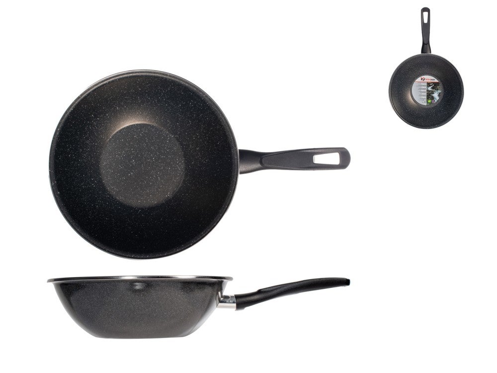 Wok K2 Spotted ze stali żelaznej z powłoką ceramiczną, 28 cm, czarny